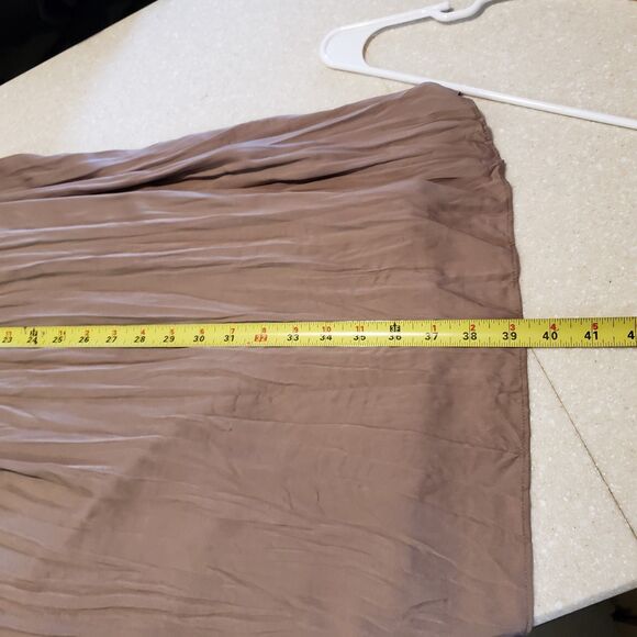 Womens Chicos Pleated Maxi Skirt  Tan Brown Silky Flowy Lined Size 0 NWT - Picture 8 of 8